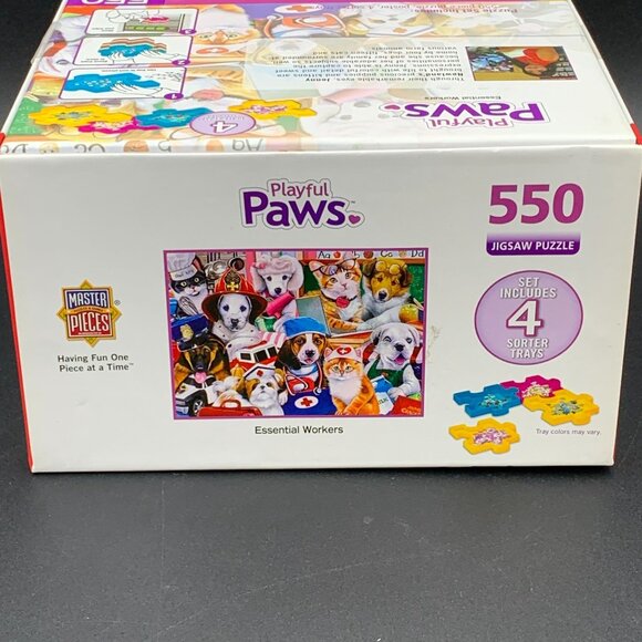 Playful Paws Jigsaw Puzzle 550 Piece Puppies Dogs 4 Sorter Trays Poster - Picture 5 of 7